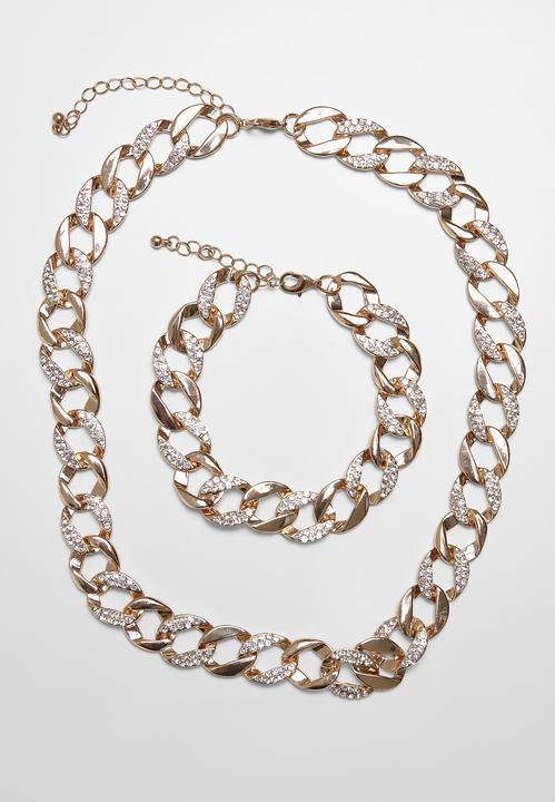 Produktbild Urban Classics Basic Diamond Necklace And Bracelet Set (100% Zink Legierung, Array 100% Glas)