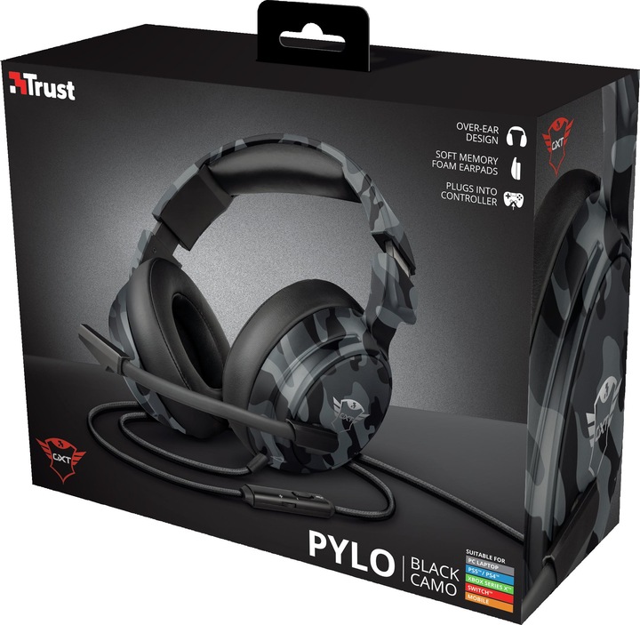 Actual product image Trust GXT 433K Pylo Multiplatform Gaming Headset - Camo Black (Cable)