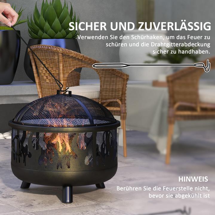 Produktbild Outsunny Feuerschale Metall Schwarz (61 cm)