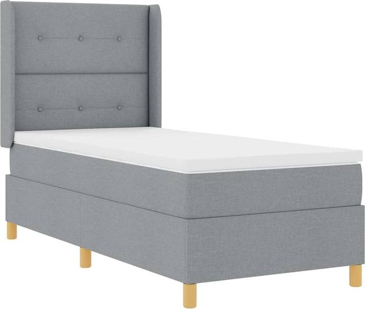 Produktbild vidaXL Boxspringbett Mit Matratze & Led Stoff Hellgrau (90 x 200 cm)