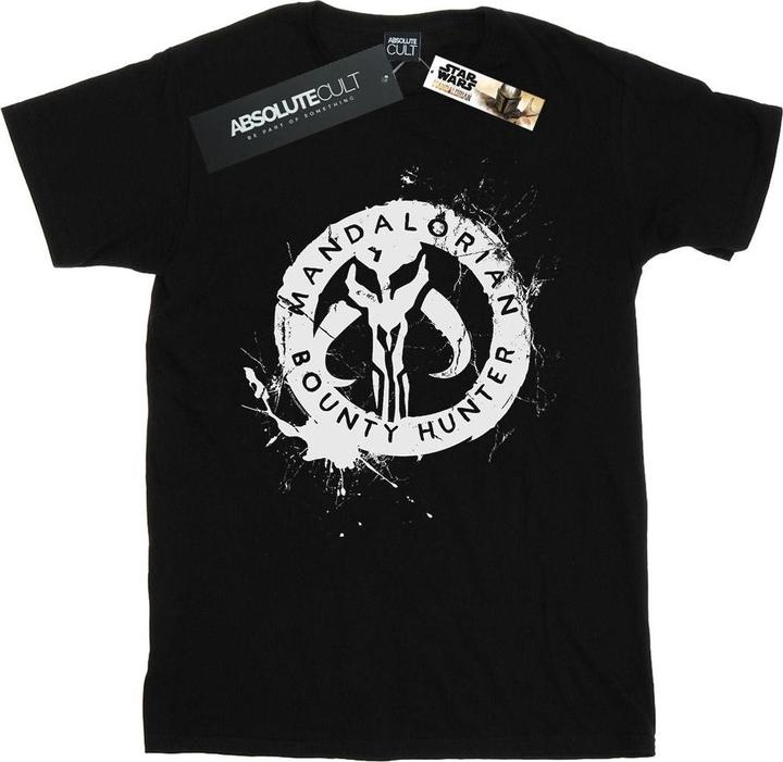 Actual product image Star Wars Boys The Mandalorian Bounty Hunter Splatter Skull T-Shirt (104)