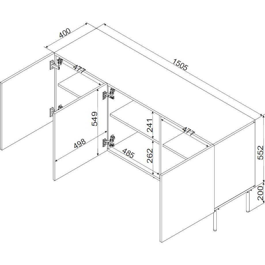 Thumbnail - Cama, Kommode + Sideboard, 3D chest of drawers PALAZZO BIS 151x40x75 white matt (151 x 40 x 75 cm)