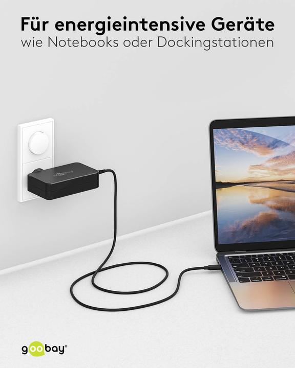 Produktbild Goobay USB-C-Ladegerät für Laptops 90 W schwarz (90 W)
