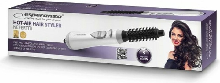 Produktbild Esperanza EBL001W Haarstyling-Gerät Heissluftbürste Warm Schwarz Weiss 1 6 m 400 W
