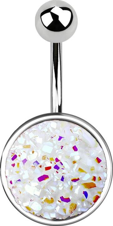 Image du produit Star Piercing Banane argentée avec pierre Druse blanche (Laiton, Acier chirurgical 316L)