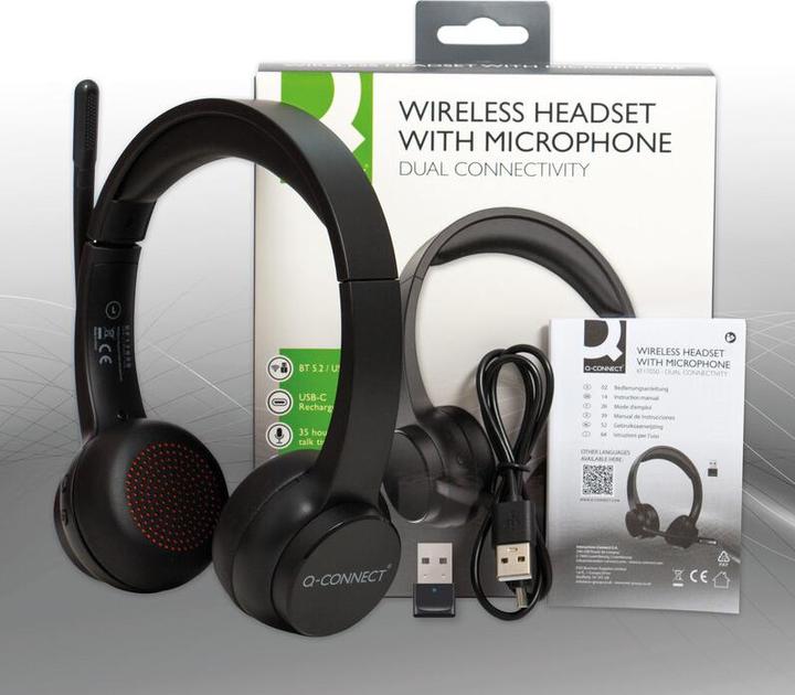 Actual product image Q-Connect Headset mit Mikrofon Stereo kabellos (Wireless, USB-A)