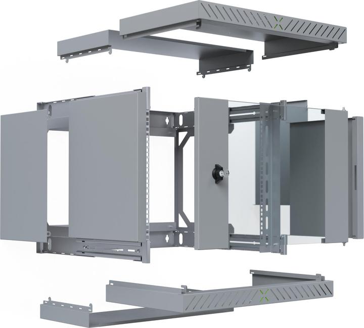 Actual product image EFB Elektronik EFB wall-mounted cabinet X-Rack with glass door 400-600mm 9U gray RAL7035 (9 RU, 19 inch rack)