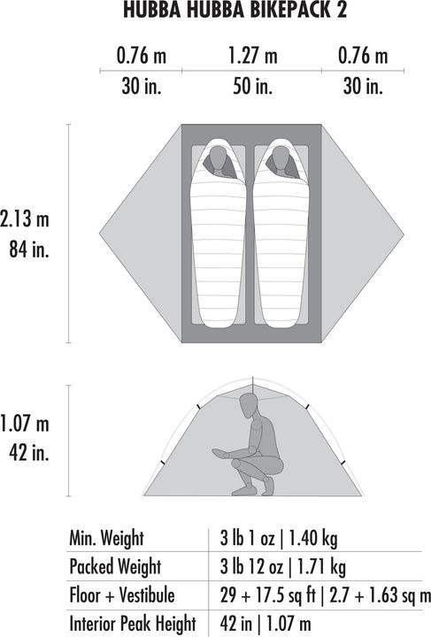 Produktbild Msr Hubba Hubba Bikepack 2 (Kuppelzelt, 1.71 kg, 2 Personen)