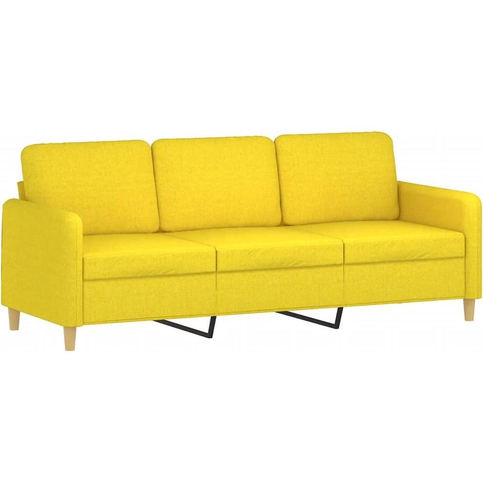 VidaXL, Sofa, 3-Sitzer-Sofa mit Zierkissen Hellgelb 180 cm Stoff,Farbe (3-Sitzer)