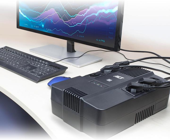 Actual product image ACT UPS, 600 VA, 6x Type F outlet, 1x IEC C14 input, 230V, AVR (600 VA, 360 W, Line-interactive UPS)