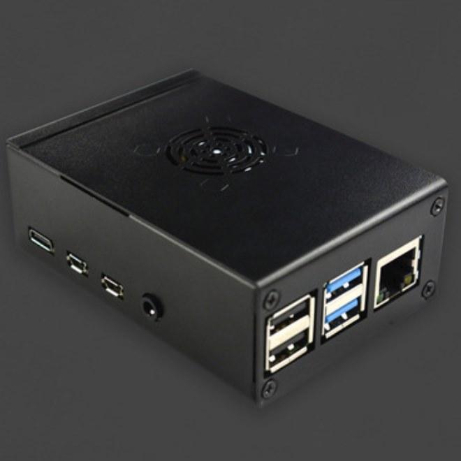 Actual product image DFRobot Raspberry Pi 4 metal case with heat sink and silent fan
