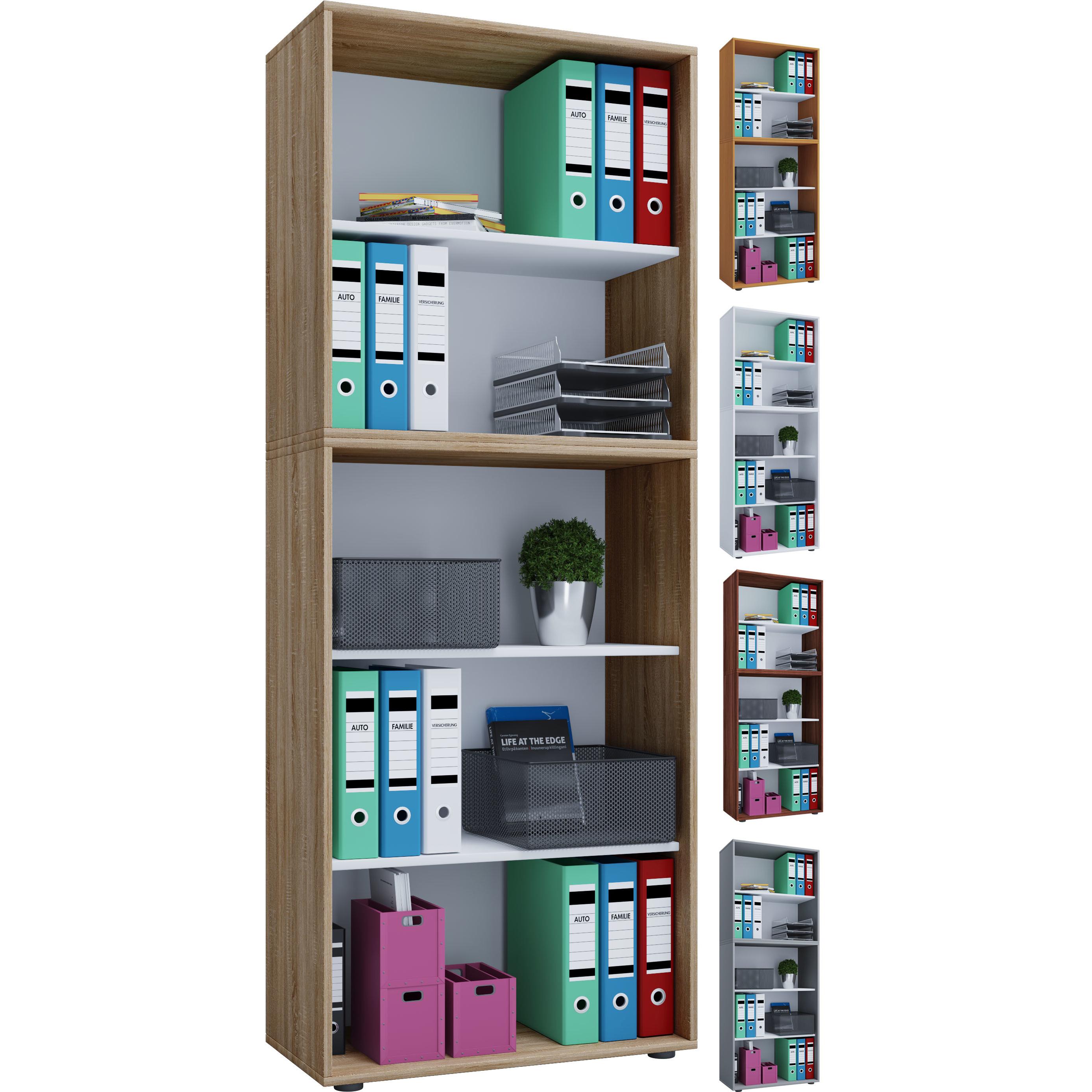VCM, Aktenschrank, Holz Büroschrank Aktenregal Lona 5 Fächer (70 x 40 x 184 cm)