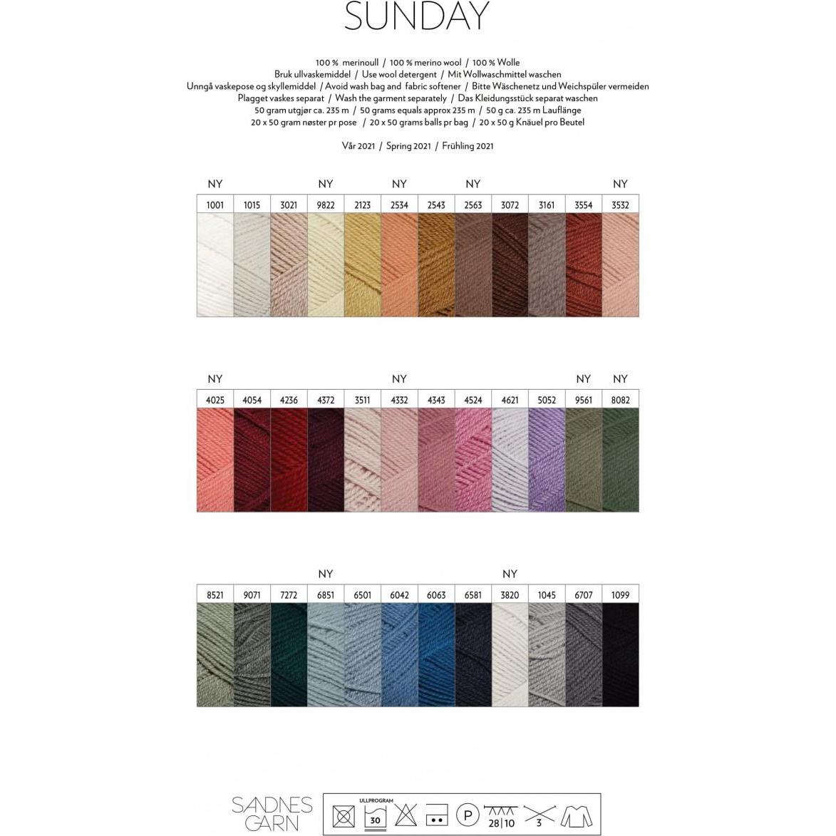 Thumbnail - Sandnes Garn Sunday 50 g, Garn + Wolle, Weiss