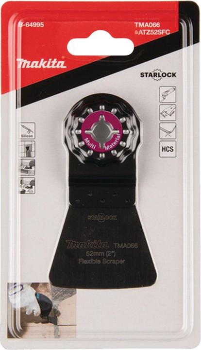 Produktbild Makita B-64995 MULTITOOL Schabaufsatz 52mm FLEXIBEL TMA066 HCS, STARLOCK, Für Ziegel, Fliesen, Spachtelmas
