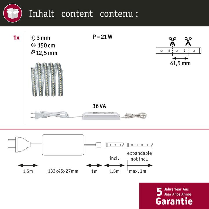 Image du produit Paulmann Kit MaxLED 1000 Stripe (Blanc chaud, 150 cm, Intérieur)