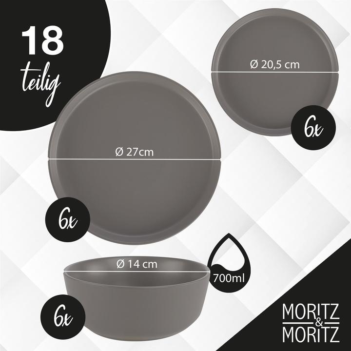 Actual product image Moritz & Moritz NORDIC 18tlg Geschirrset Grau (6 Piece)