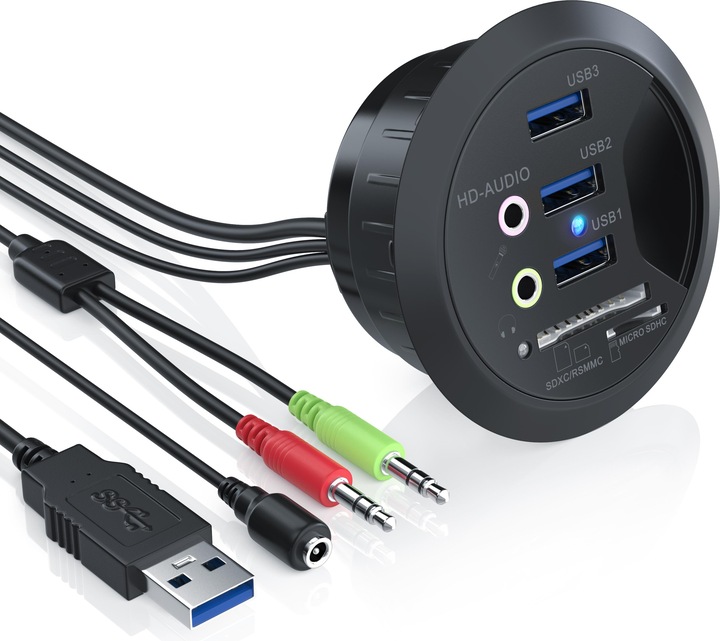CSL Hub da tavolo USB 3.0 con lettore di schede (USB-A, 7 Porti)