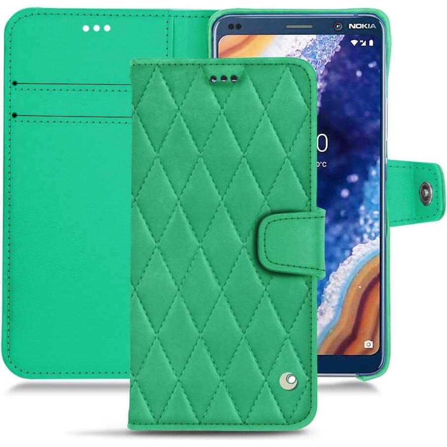 Noreve Lederschutzhülle Wallet (Nokia 9 PureView), Smartphone Hülle, Grün