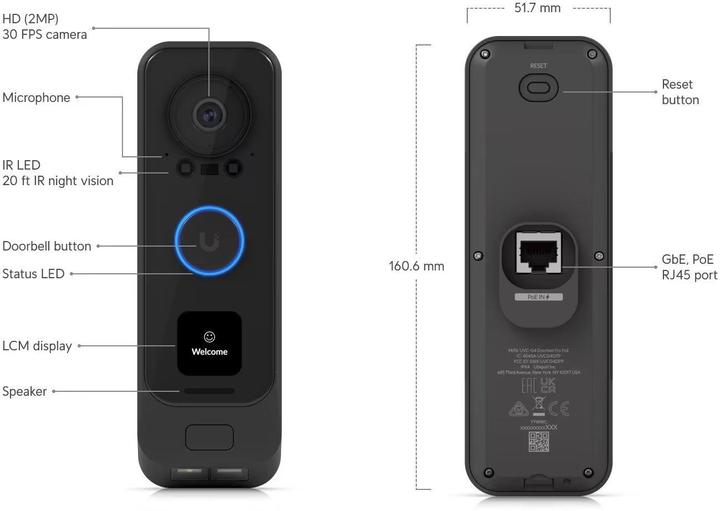 Image du produit Ubiquiti G4 Doorbell Professional Kit PoE (Bluetooth, Filaire)