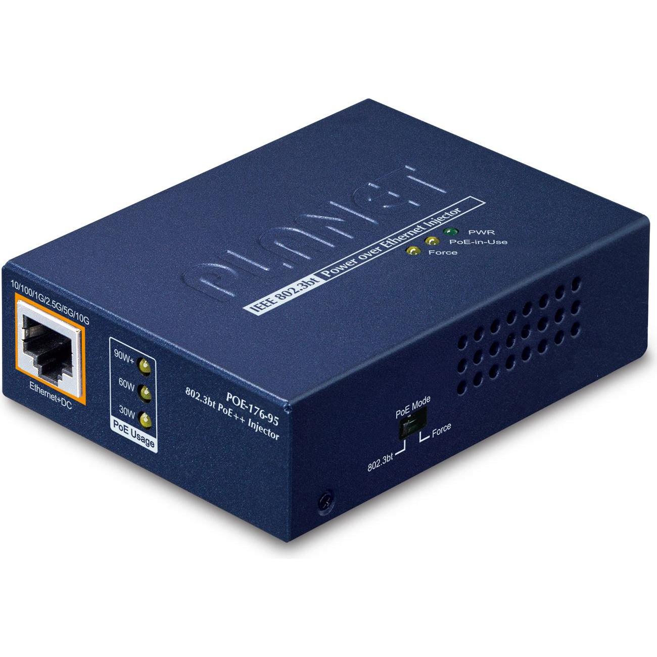 Planet Single-Port 10Gbps 802.3bt (802.3bt (PoE++), 95 W), PoE Injector