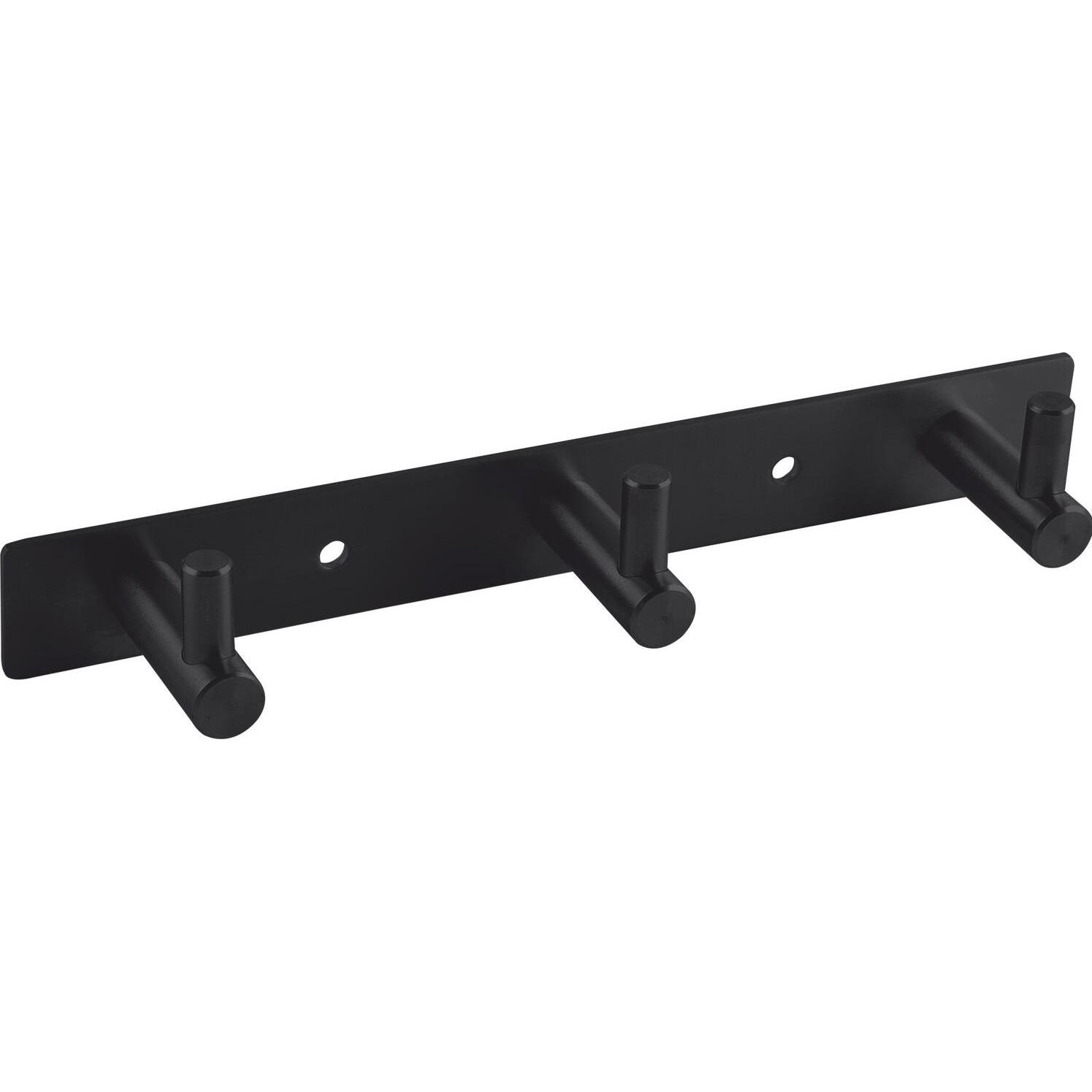 Thumbnail - Alles im griff, Garderobe + Kleiderhaken, Garderobenleiste Linosa mit 3 Haken, Breite 195 mm, Stahl schwarz matt