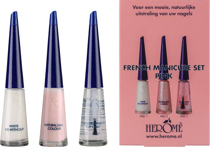 Actual product image Herome French Manicure Set Pink 3-Step French Manicure Set Nail Polish Whitener and Top Coat for a N (Pink, Top coat)