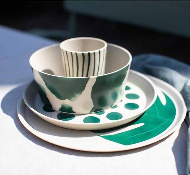 Produktbild Koziol Speiseteller Connect Monstera 4 Stück,Beige/Grün (4 x, 25.50 cm)