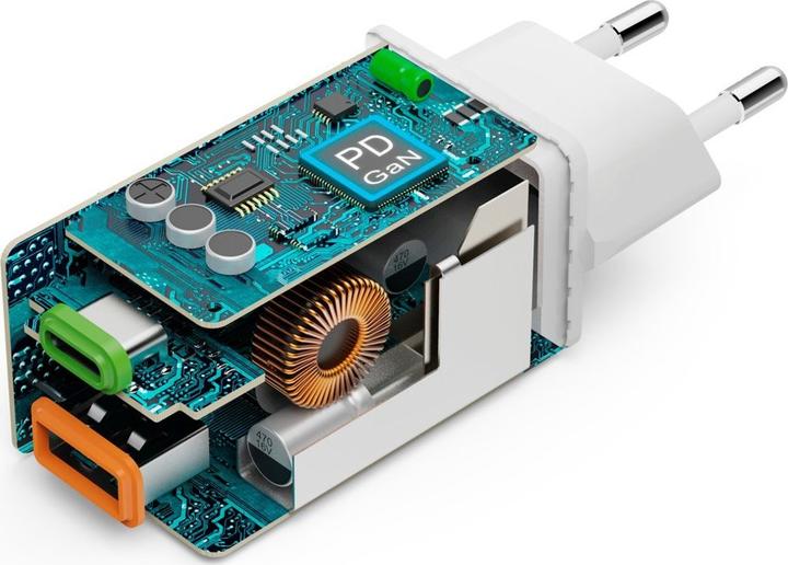 Image du produit Hama Chargeur rapide, 1x USB-C PD, 1x USB-A QC, mini-chargeur, 45 W, blanc (45 W)