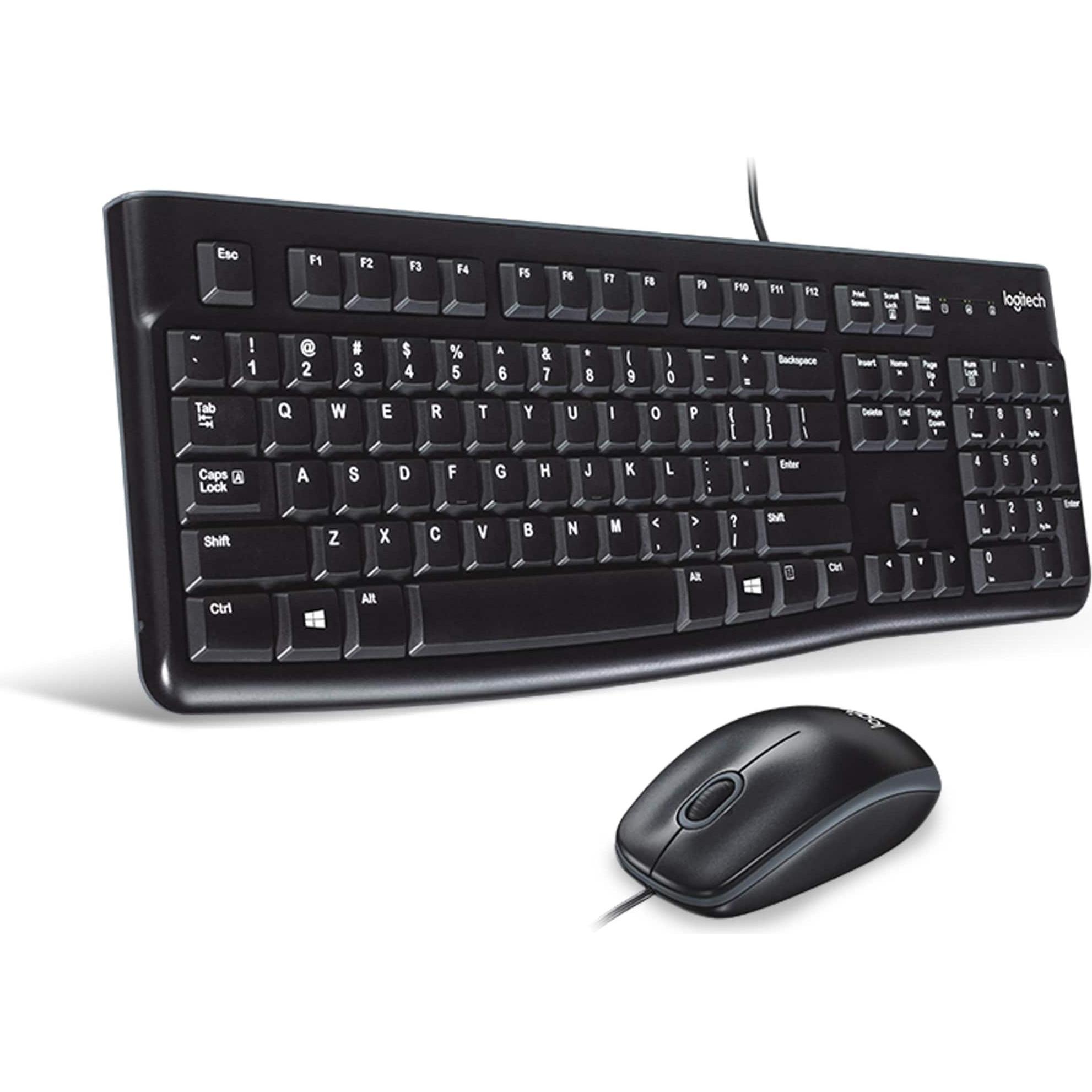 Logitech MK120 (DE, Kabelgebunden), Tastatur, Schwarz