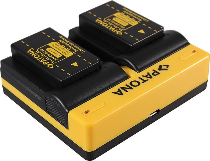 Immagine prodotto Patona Caricabatterie doppio per Nikon EN-EL20 1 J1 J-1 V3 V-3 incl. cavo Micro-USB (Caricabatterie per fotocamere)