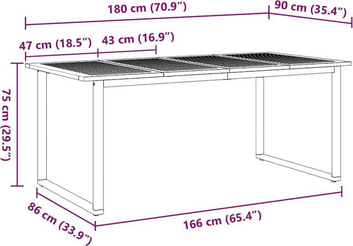 Produktbild vidaXL Garten Essgruppe (180 x 90 x 75 cm)