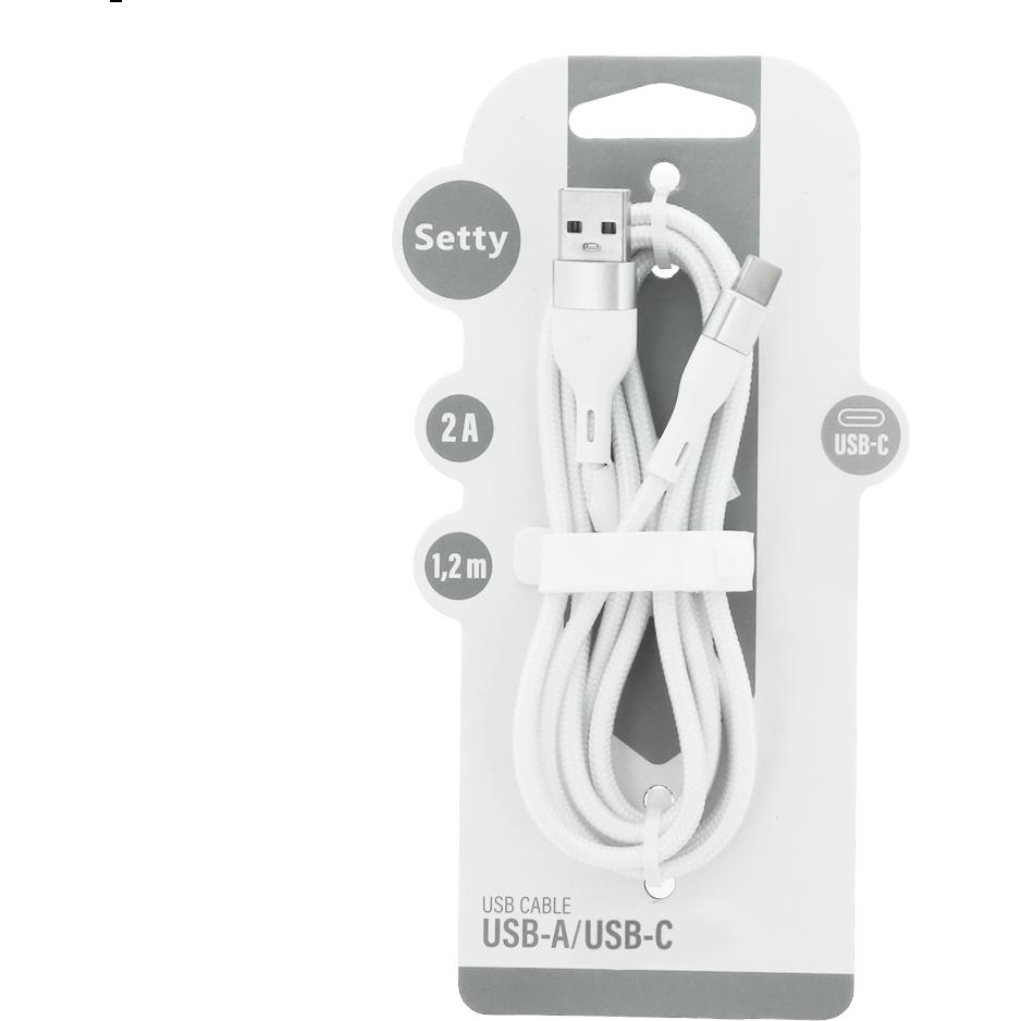Setty USB - USB-C Kabel 1,2 m 2A KSA-C-1.220 weiss (1.20 m, USB 3.2 Gen 1), USB Kabel