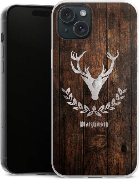 Actual product image DeinDesign Slim Case für Apple iPhone 15 Plus Silikon Hülle Ultra Dünn Handyhülle Hirsch Holz Holzoptik (Apple iPhone 15 Plus)