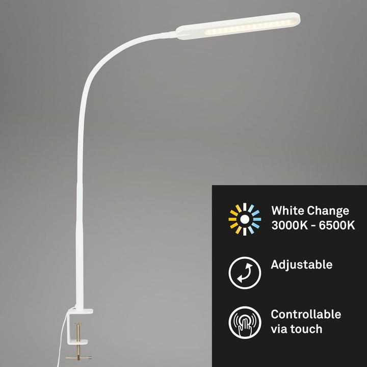 Actual product image Briloner CCT LED clamp light, white, LED/8W (600 lm)
