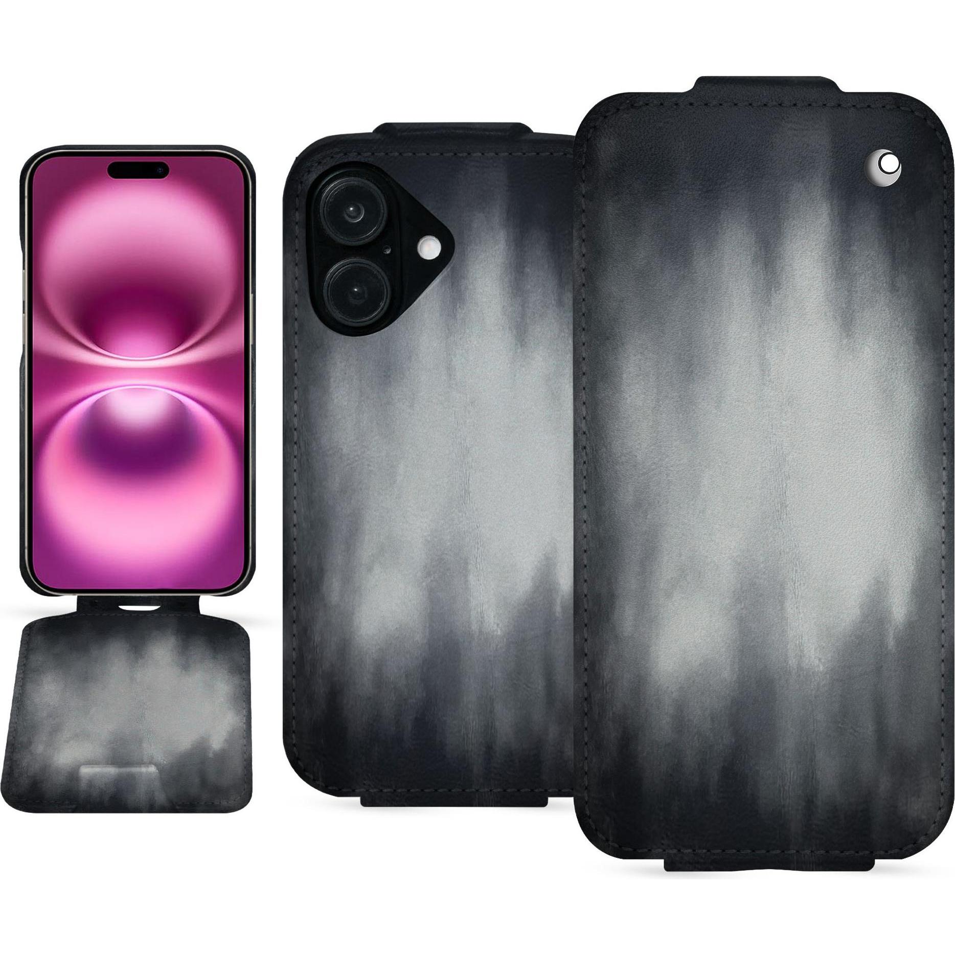 Noreve Lederschutzhülle vertikal (Apple iPhone 16 Plus), Smartphone Hülle, Grau