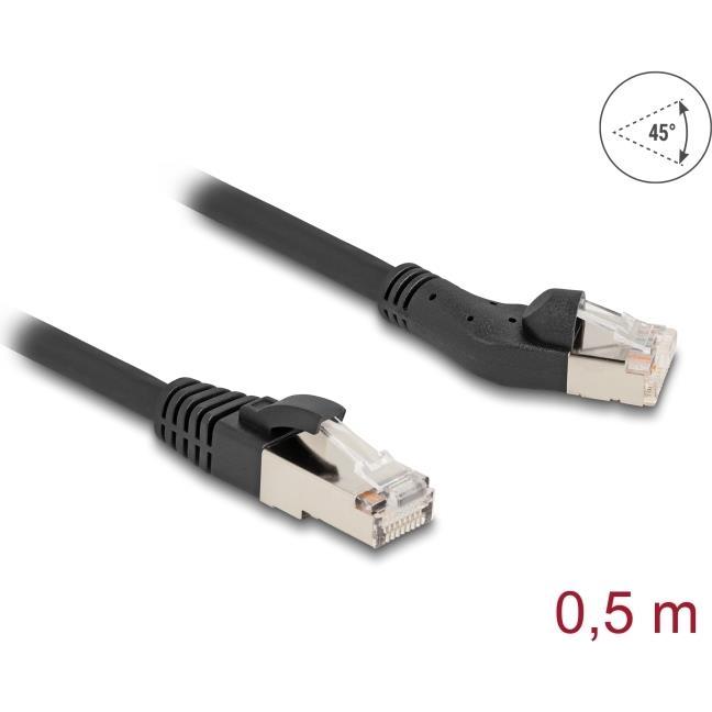 Delock RJ45 Netzwerkkabel Cat.8.1 S/FTP Stecker 45ï¿½ nach links gewinkelt zu Stecker gerade bis 40 (S/FTP, CAT8.1, 0.50...