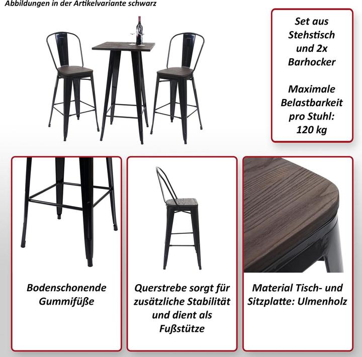 Produktbild MCW A73-Tisch-Set (117 x 60 x 117 cm)