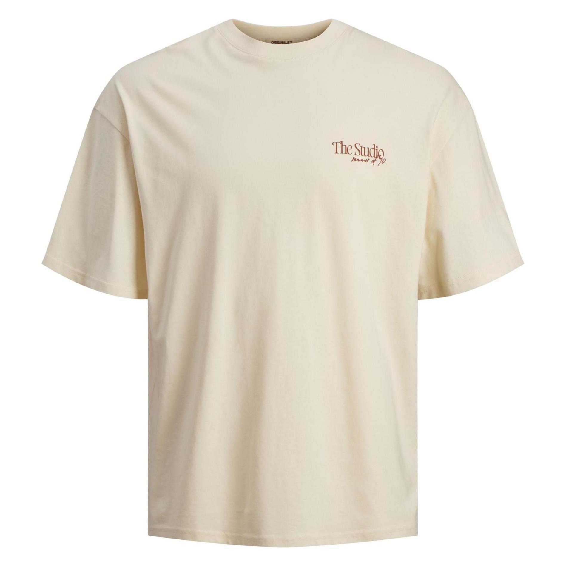 Jack & Jones, Herren, Shirts, Gedruckt Rundhals T-shirt T-shirt, Weiss, Beige, (Xl)