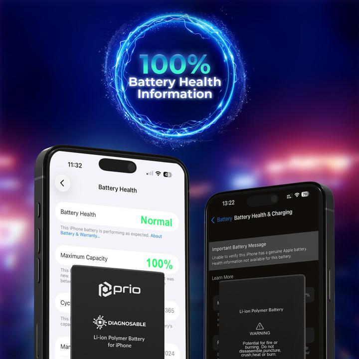 Actual product image prio Diagnosefähiger Akku für iPhone 14 Pro (Rechargeable battery, Apple iPhone 14 Pro)