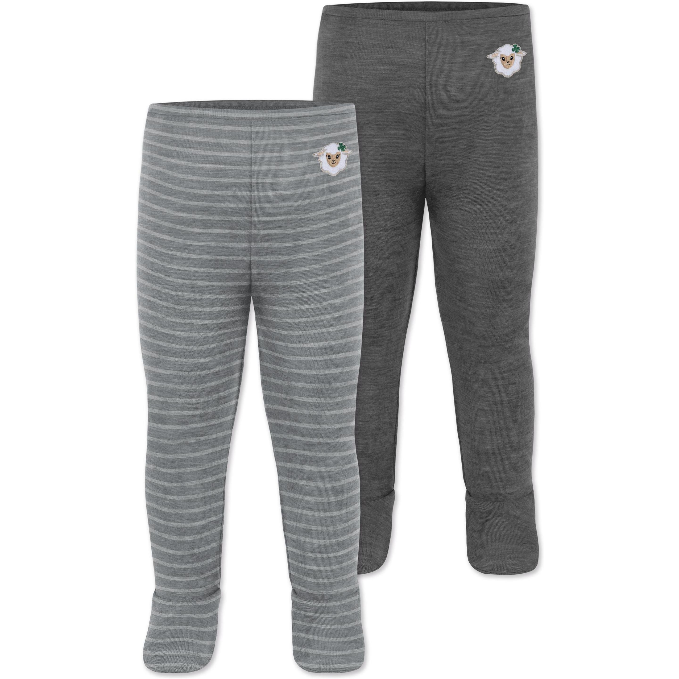 Normani, Herren, Funktionsunterhose, 2er Pack Baby Merino Unterhose mit Füssen - 9539 (80), Grau, 80
