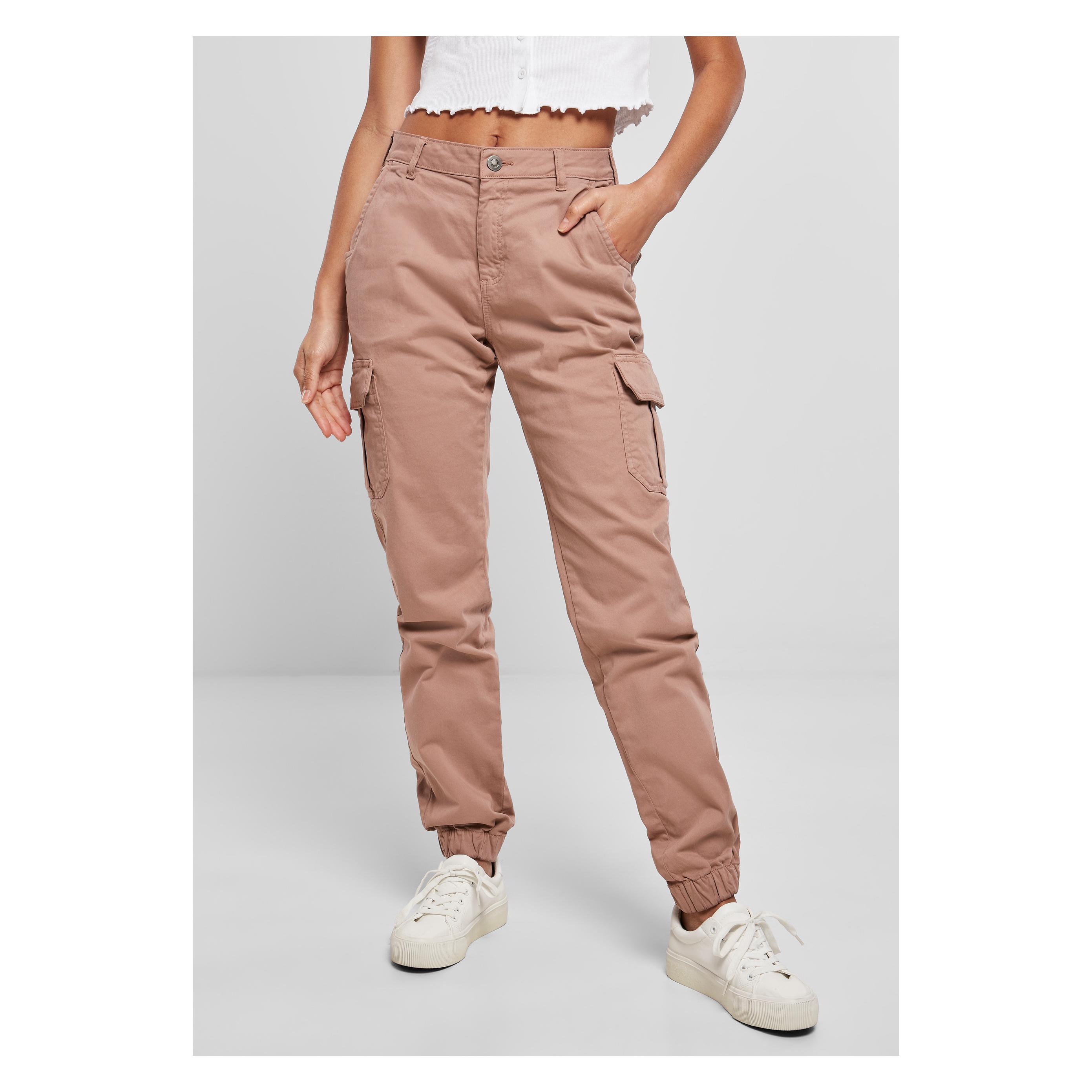 Urban Classics, Damen, Hosen, Ladies High Waist Cargo Pants, Rosa, (29, S)