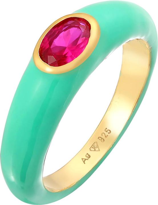 Immagine prodotto Elli Anello zircone ovale solitario smalto colorato Argento 925 (54, 925 Argento)