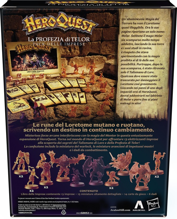 Image du produit Hasbro Gaming Pack Aventure HeroQuest La Prophétie de Telor, jeu de base HeroQuest requis (Italien)