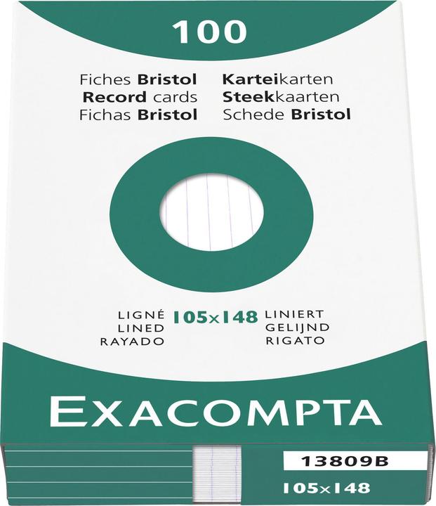 Produktbild Exacompta Karteikarten (A6, 205 g/m², 100 x)