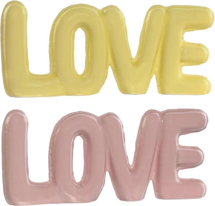 Esprit Deko-Figur Home LOVE Gelb Rosa Für Kinder 24 X 2,5 X 10 cm (2 Stück)