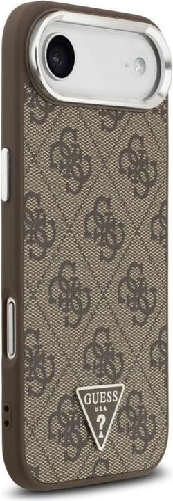 Produktbild Guess Case Magsafe 4G PU Leather Case With Triangle Logo And Silver Metal Camera Frame For iPhone 17 (Apple iPhone 17 Pro)
