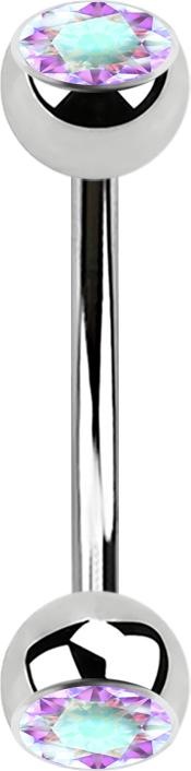 Actual product image Star Piercing Micro banana silver with two crystal balls multicolour (Surgical steel 316L)