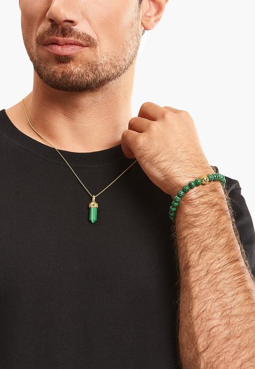Immagine prodotto Thomas Sabo Bracciale di perline con pietre verdi placcate in oro (16 cm, Argento 925, Doratura in oro giallo 750)