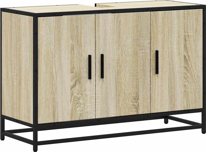 Produktbild VidaXL Waschbeckenunterschrank Sonoma-Eiche 90x33x60 cm Holzwerkstoff (90 x 33 x 60 cm)