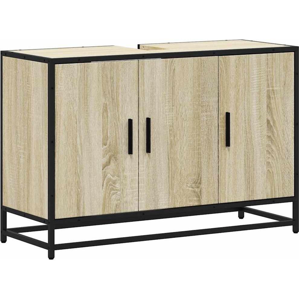 VidaXL, Waschbeckenunterschrank, Waschbeckenunterschrank Sonoma-Eiche 90x33x60 cm Holzwerkstoff (90 x 33 x 60 cm)